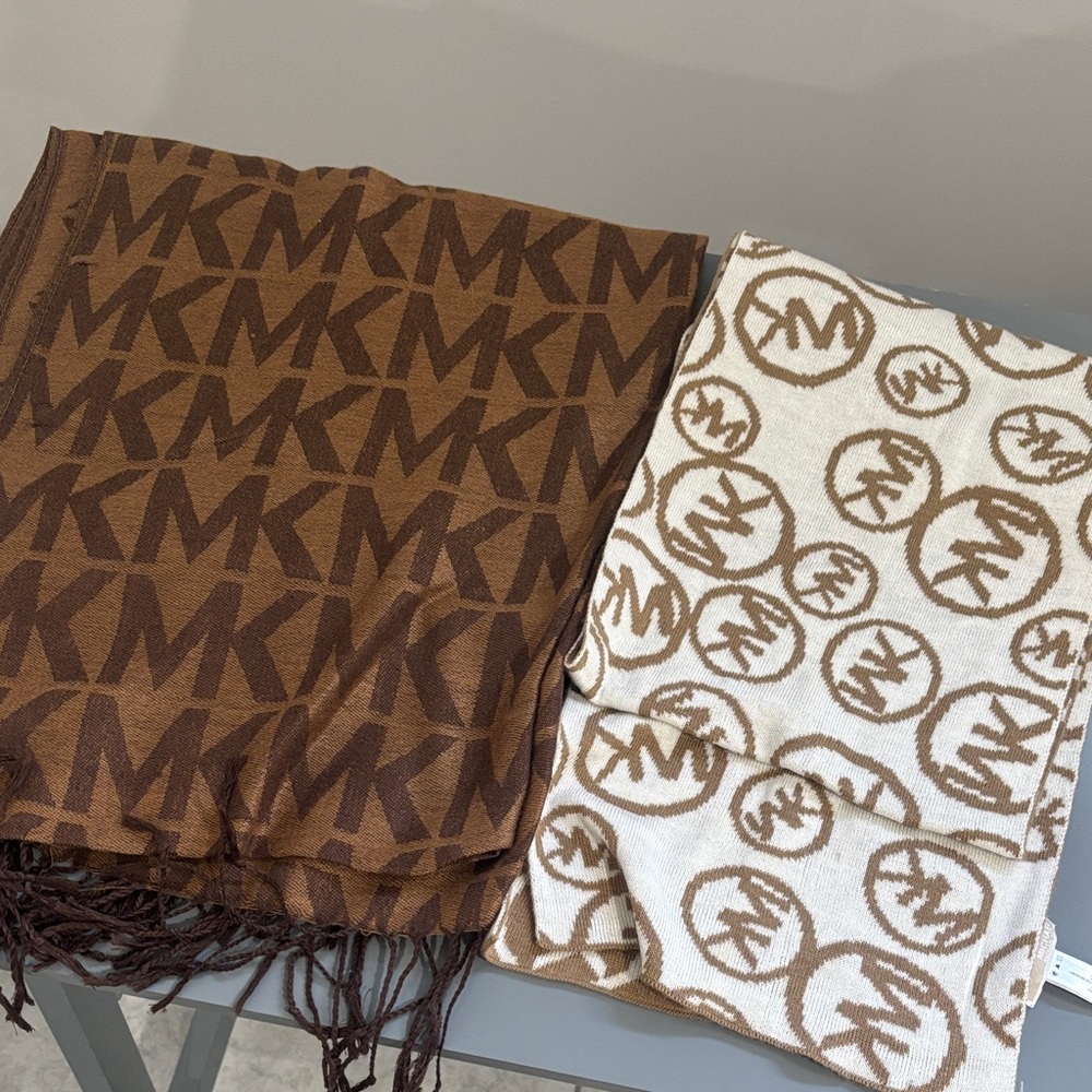 Michael Kors Brown and Cream Logo Scarves